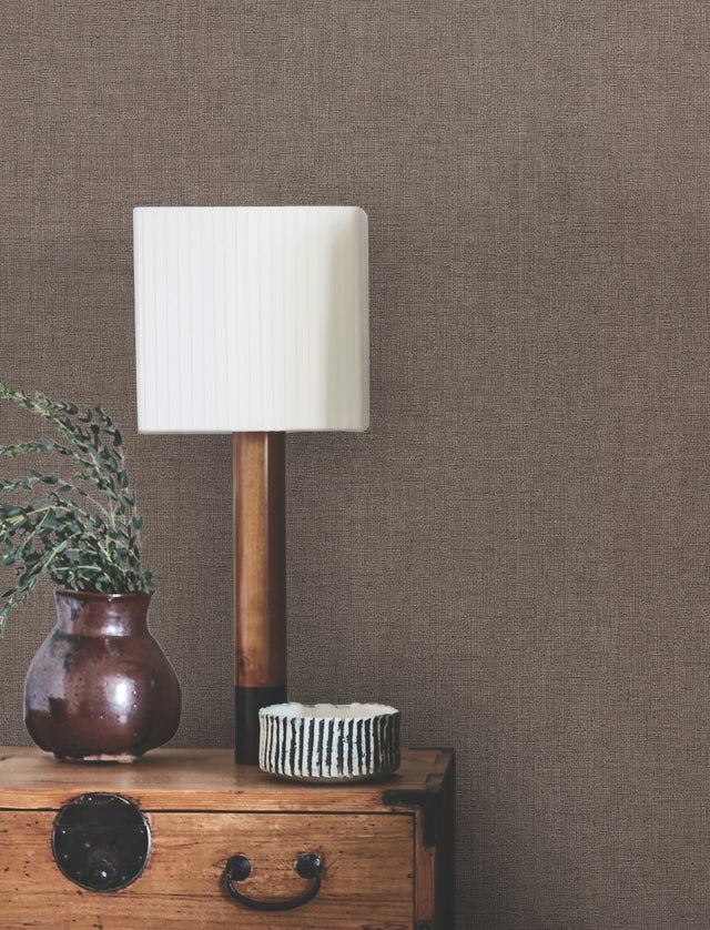 Hardy Linen Tudor Brown High Performance Vinyl Wallpaper - York UD2559N