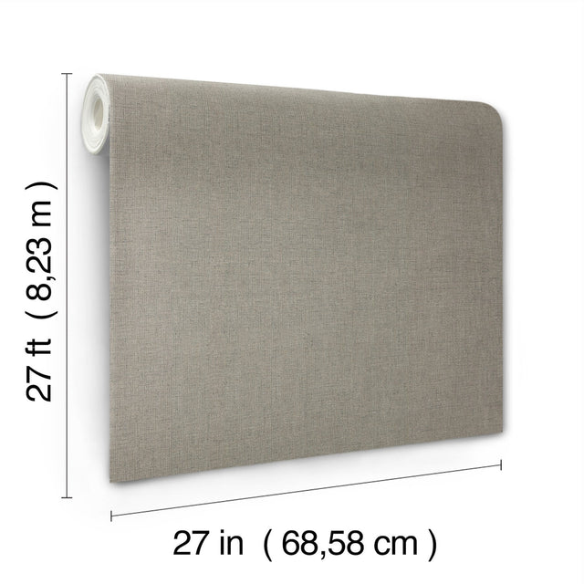 Hardy Linen Cinder Wallpaper with Woven Linen Texture - York UD2561N