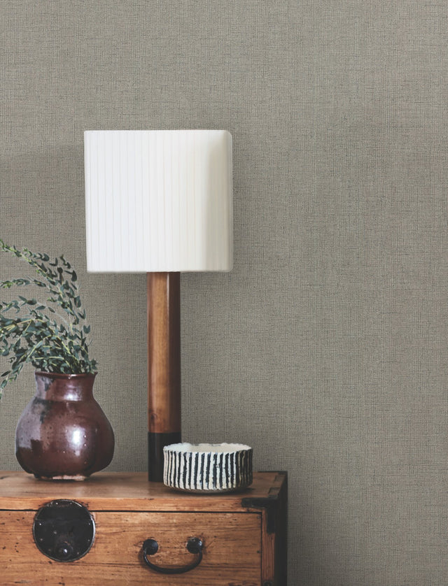 Hardy Linen Cinder Wallpaper with Woven Linen Texture - York UD2561N