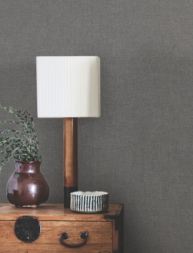 Hardy Linen Onyx Wallpaper with Weaves Textural Pattern - York UD2562N