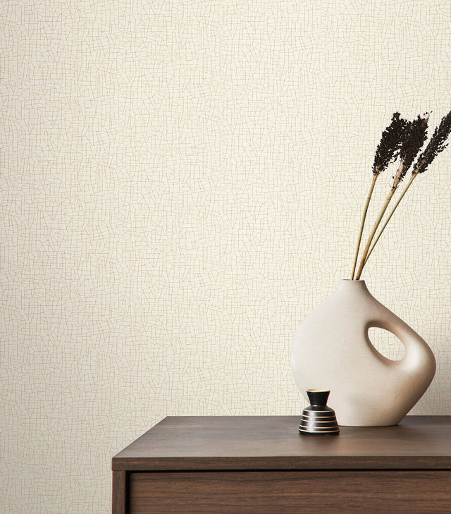 Exchange Gilded Off-White Geometric Metallic Vinyl Wallpaper - York UD2566N