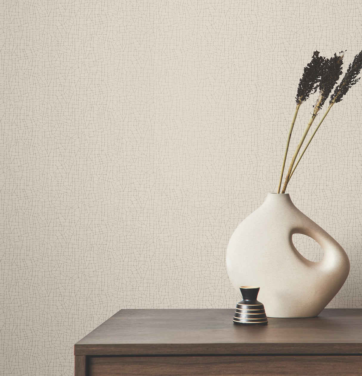 Exchange Crystal Shore Beige Wallpaper with Metallic Geometric Pattern - York UD2570N