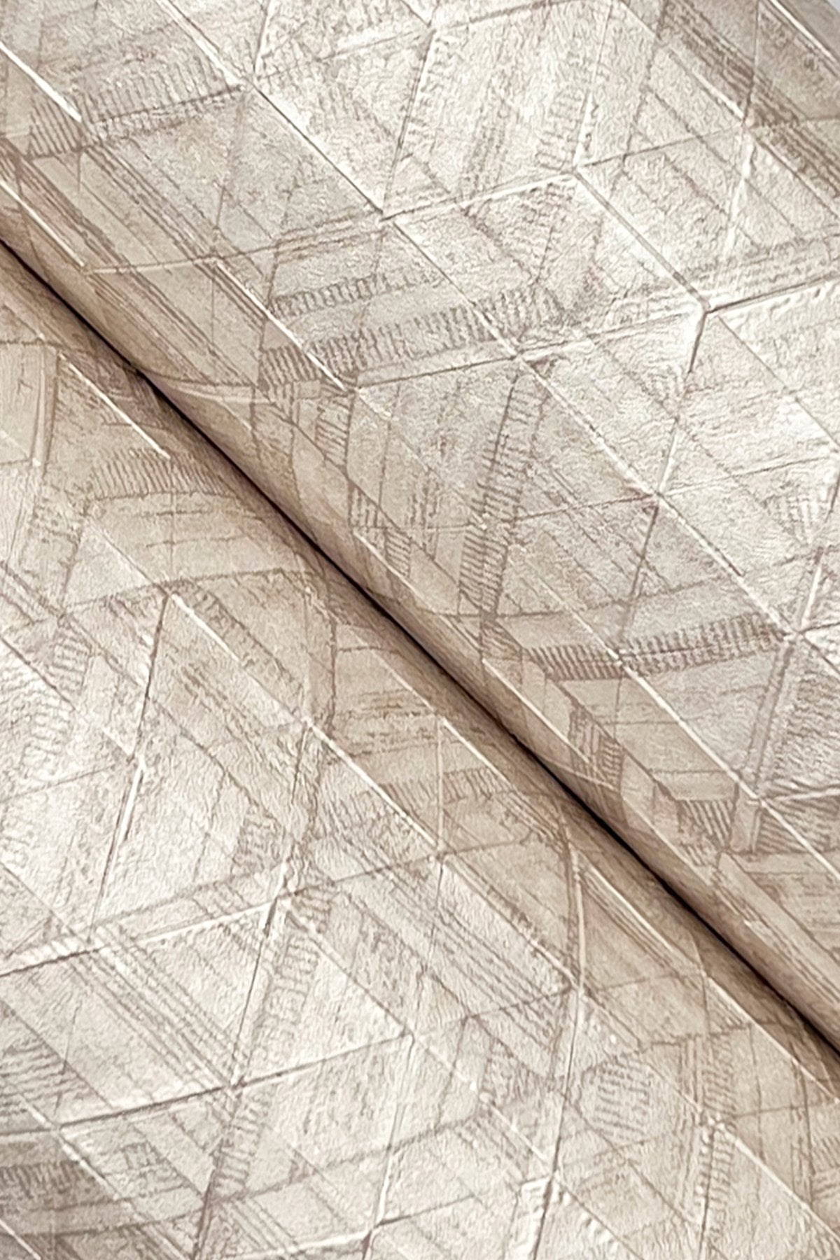 Rune Basswood Geometric Pearl Vinyl on Non Woven Wallpaper - York UD2579N