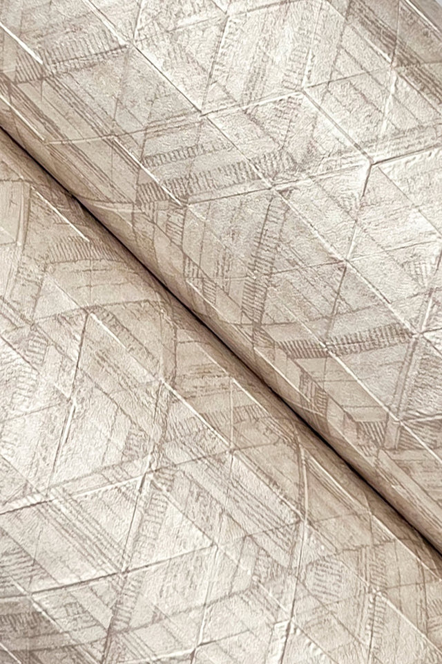 Rune Basswood Geometric Pearl Vinyl on Non Woven Wallpaper - York UD2579N
