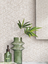 Rune Chestnut Geometric Diamond Wallpaper with Pearl Finish - York UD2580N