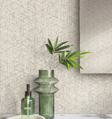 Rune Bone Geometric Pearl Finish Wallpaper - York UD2581N