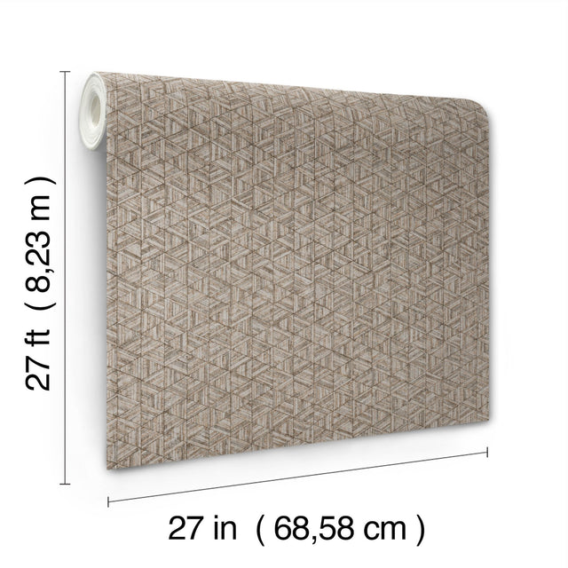 Rune Tortoiseshell Brown Geometric Pearl Vinyl Wallpaper - York UD2582N