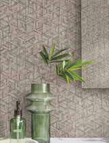 Rune Tortoiseshell Brown Geometric Pearl Vinyl Wallpaper - York UD2582N