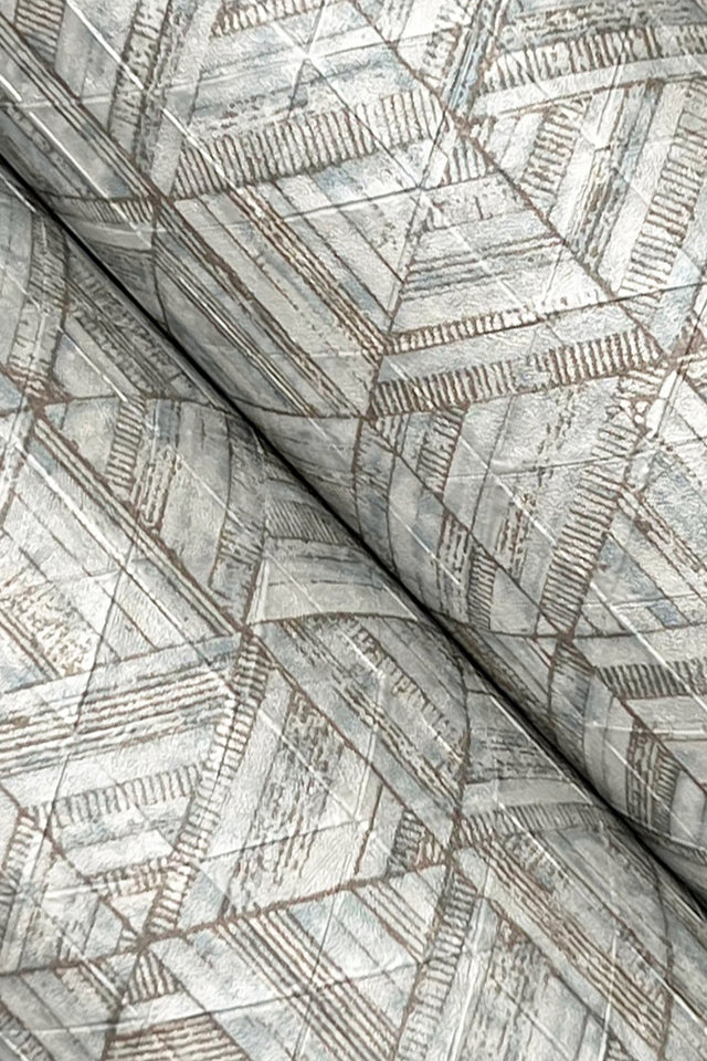 Rune Pewter Geometric Wallpaper with Pearl Effect - York UD2584N