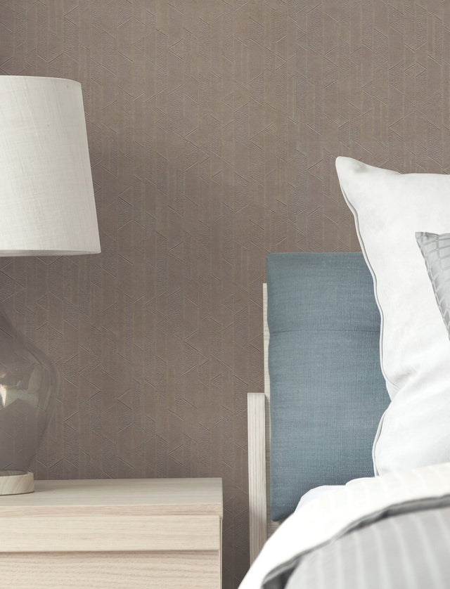 Verge Aged Bronze Wallpaper with Modern Striped Geometric Texture - York UD2588N
