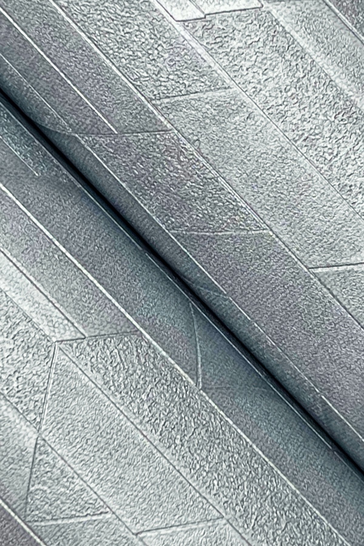 Verge Bluestone Wallpaper with Modern Stripe Geometry and Pearl Effect - York UD2594N