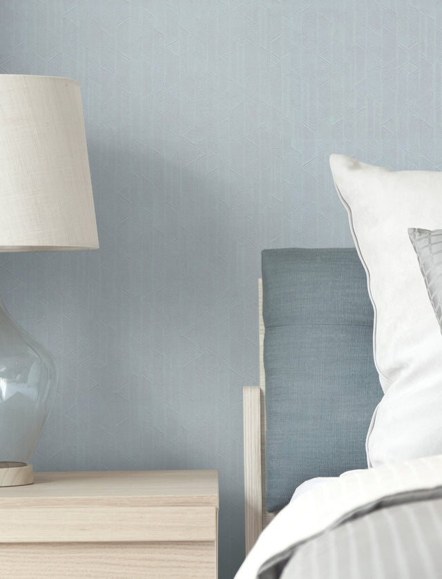 Verge Bluestone Wallpaper with Modern Stripe Geometry and Pearl Effect - York UD2594N