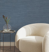 Sari Silk Denim by York Wallcoverings Faux Woven Fabric Texture Non Woven Vinyl Scrubbable Strippable High Performance Wallpaper - UW1003N