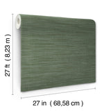 Sari Silk Green by York Wallcoverings Faux Fabric Texture Scrubbable Strippable Non Woven Vinyl Wallpaper 27-in x 27-ft Roll - UW1004N