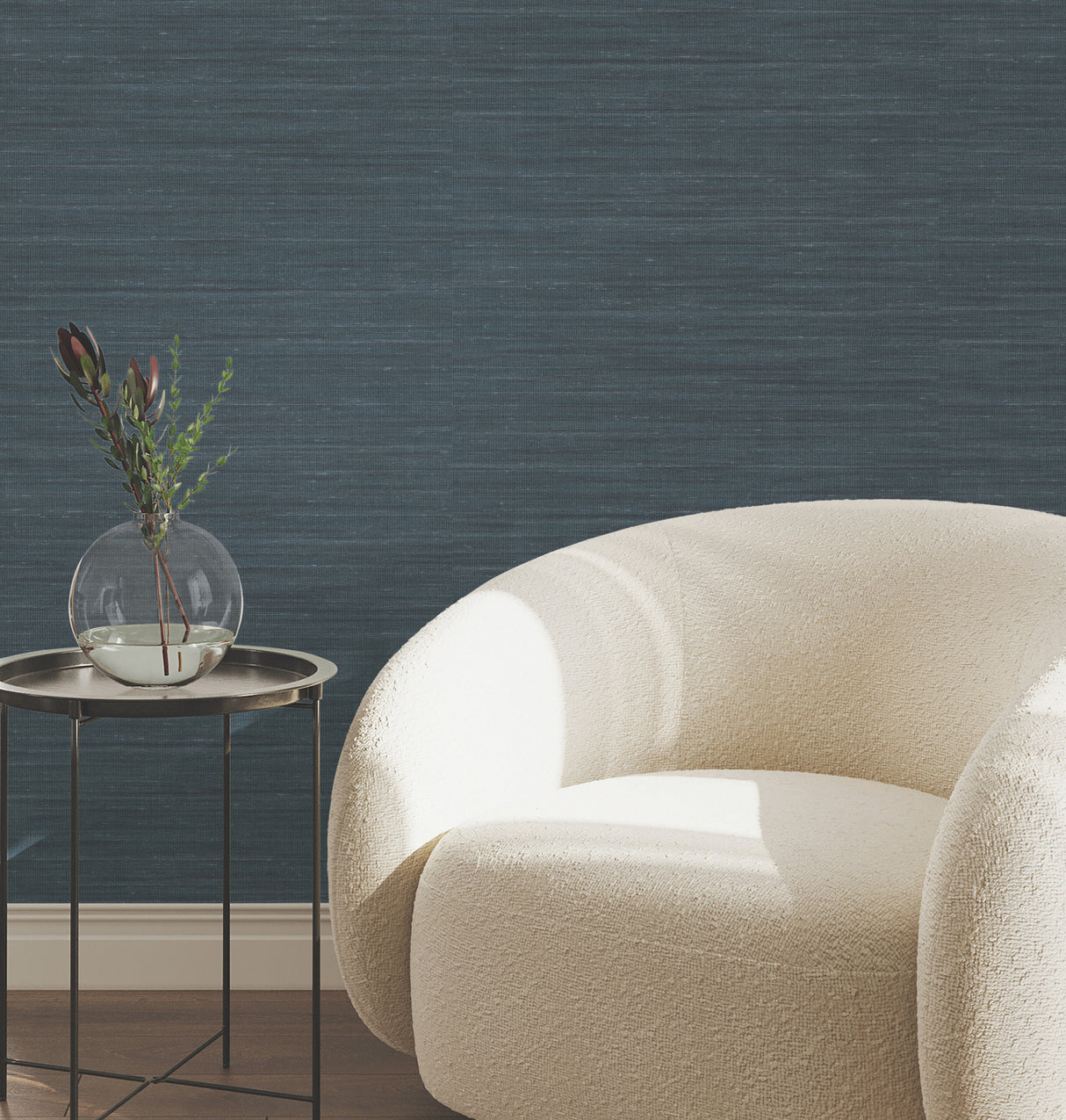 Sari Silk Slate Faux Fabric Wallpaper by York Wallcoverings - UW1005N