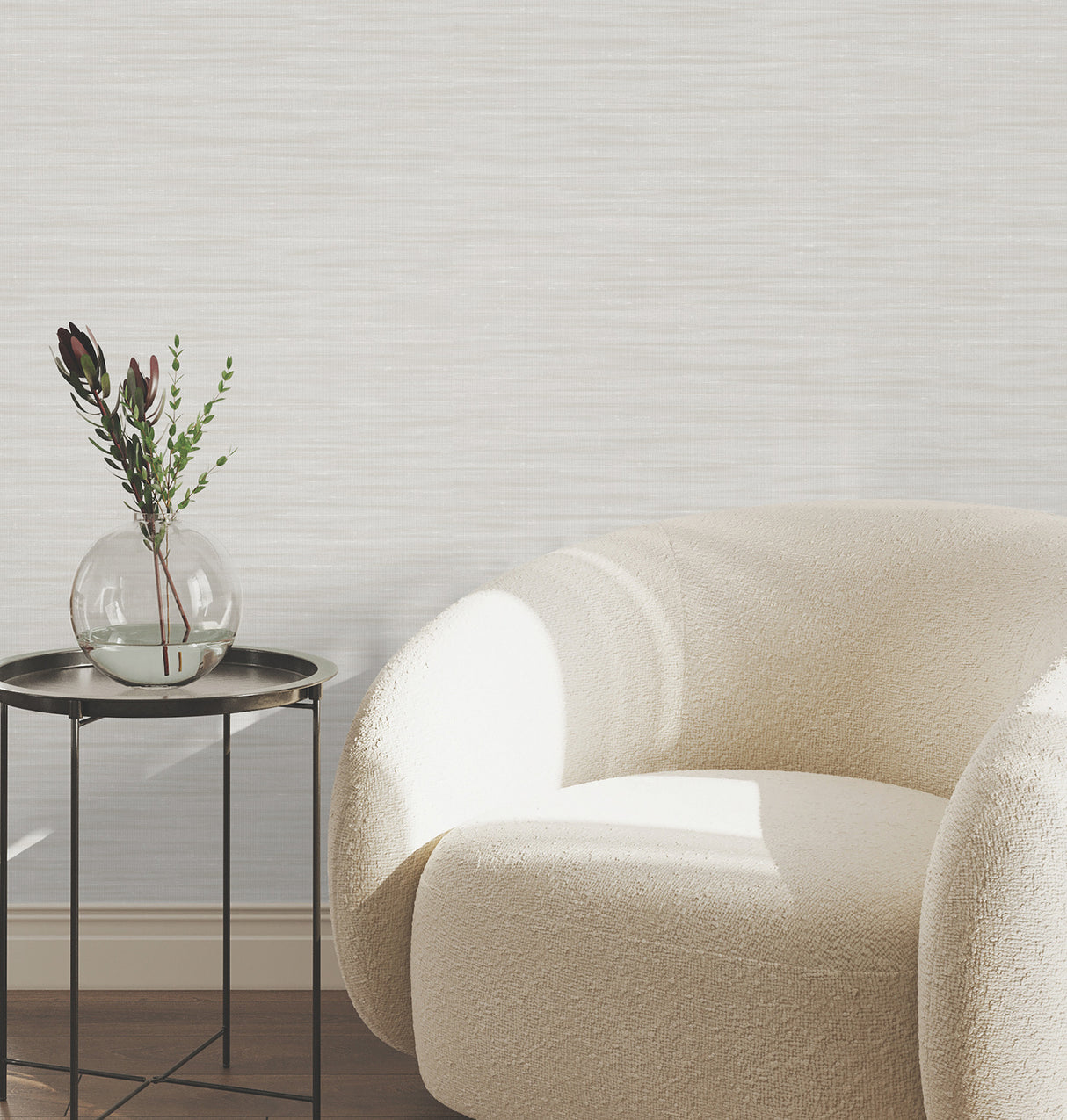 Sari Silk Cream by York Wallcoverings Faux Silk Fabric Texture Non Woven Vinyl Wallpaper, Unpasted, Scrubbable and Strippable, 54 In - UW1007