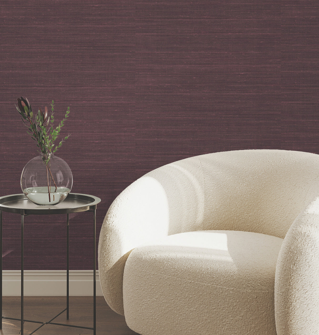 Sari Silk Merlot Faux Fabric by York Wallcoverings Traditional Non Woven Vinyl Texture Pattern Unpasted Strippable Scrubbable Wallpaper - UW1009N