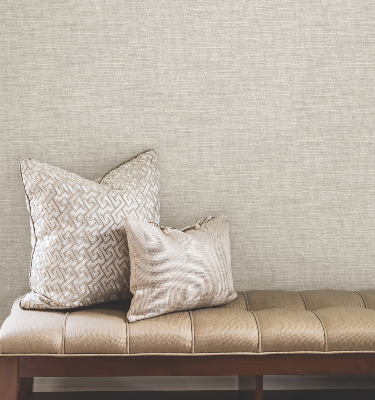 Terrene Cream Faux Linen Wallpaper York Wallcoverings - UW1012