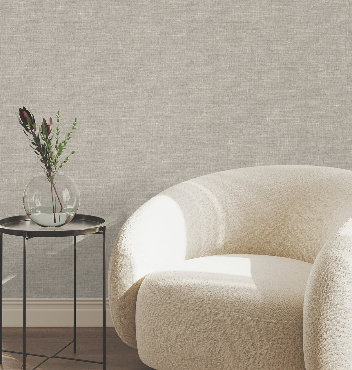 Terrene Grey Faux Linen by York Wallcoverings Traditional Texture Wallpaper - York Wallcoverings UW1015N