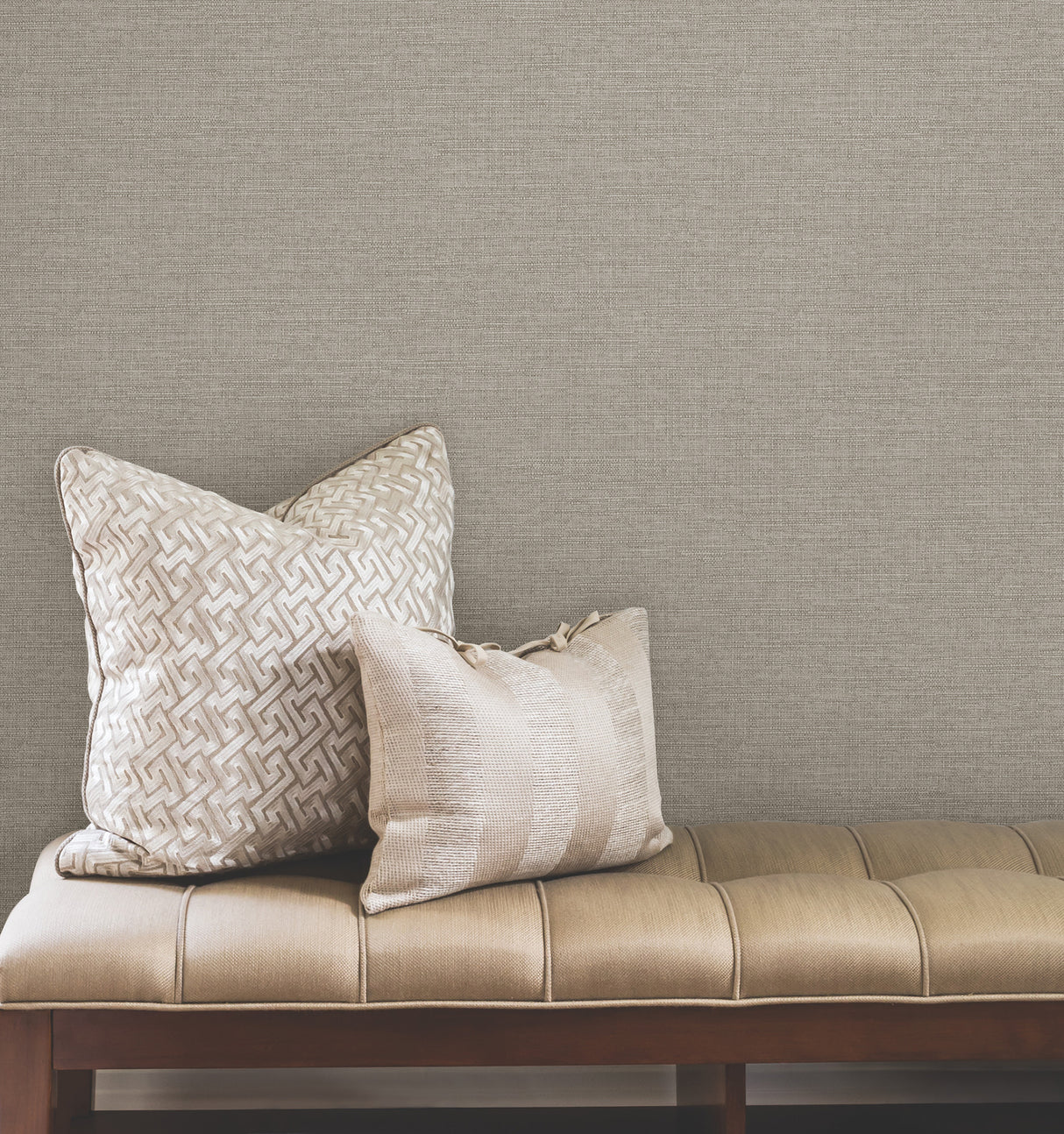 Terrene Grey Faux Linen Non Woven Vinyl Texture Pattern Wallpaper by York Wallcoverings Atmosphere Digest High Performance - UW1015