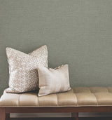 Terrene Moss Faux Linen Texture Wallpaper Non Woven Vinyl Unpasted Scrubbable Strippable 27-In x 27-Ft Roll by York Wallcoverings - UW1016N