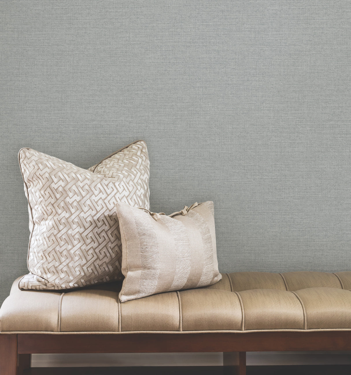 Terrene Light Blue Faux Linen Non Woven Vinyl Scrubbable Texture Wallpaper by York Wallcoverings High Performance - UW1018