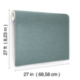 Terrene Teal and Aqua Faux Linen Texture Scrubbable Non Woven Vinyl Wallpaper by York Wallcoverings Atmosphere Digest High Performance - UW1019N