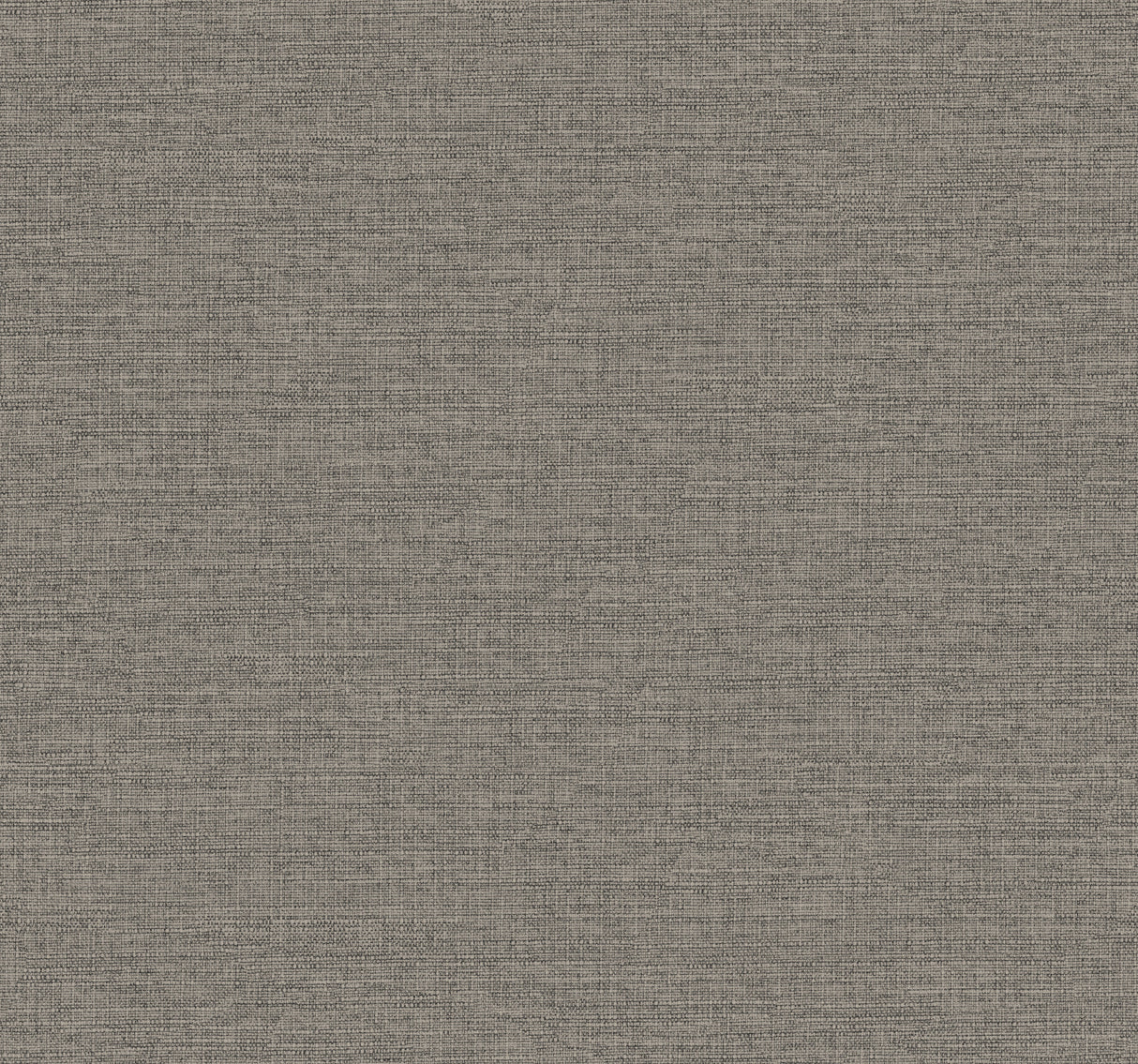 Terrene Charcoal Faux Linen Wallpaper close-up swatch showing a woven linen texture in charcoal and grey tones by York Wallcoverings UW1020