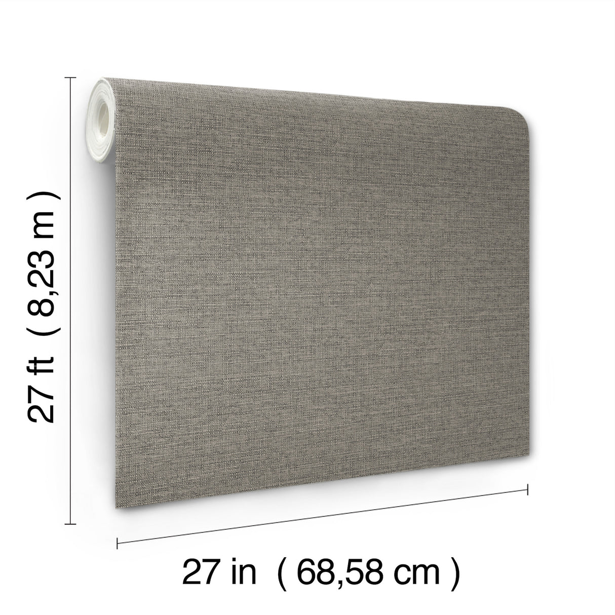 Terrene Charcoal Faux Linen Wallpaper by York Wallcoverings, Non Woven Vinyl, Scrubbable and Strippable, 27-in by 27-ft, About 60.8 sq ft - UW1020N