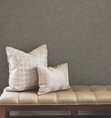 Terrene Charcoal Faux Linen Wallpaper by York Wallcoverings, Non Woven Vinyl, Scrubbable and Strippable, 27-in by 27-ft, About 60.8 sq ft - UW1020N
