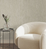 Precious Metal Taupe Corrugated Metallic Non-Woven Vinyl Textured Traditional Scrubbable Wallpaper by York Wallcoverings - UW1025N