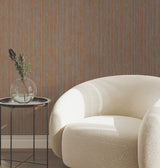 Precious Metal Corrugated Copper by York Wallcoverings Metallic Textured Stripe Non Woven Vinyl Wallpaper, 54 in x 3 ft, Scrubbable - UW1026