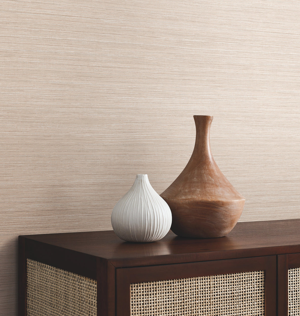 Mystic Wheat Faux Grasscloth Non Woven Vinyl Wallpaper in Wheat by York Wallcoverings Atmosphere Digest York High Performance - UW1030