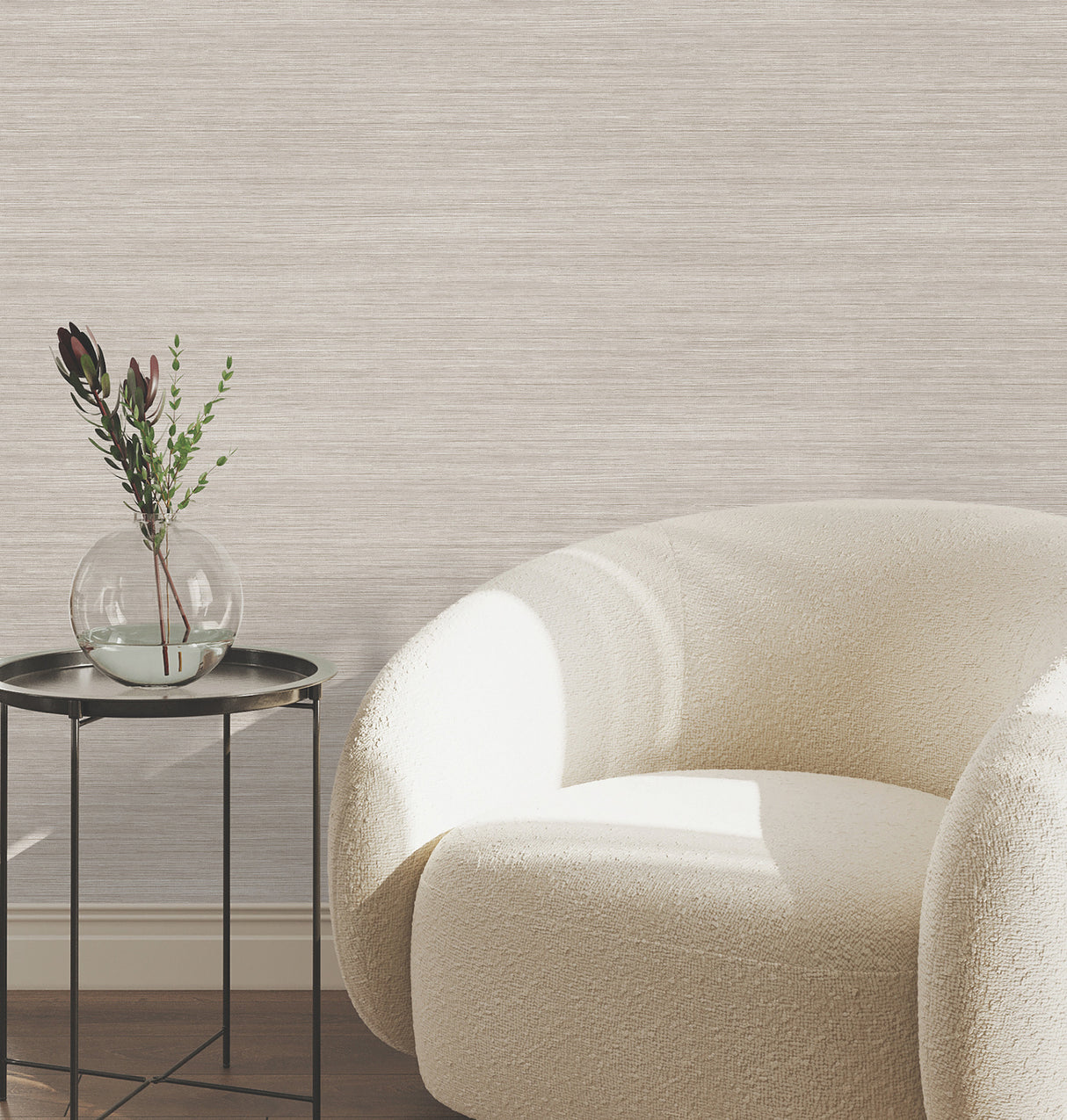 Mystic Taupe Faux Grasscloth Wallpaper, Traditional Non Woven Vinyl, Scrubbable and Strippable by York Wallcoverings - UW1031N