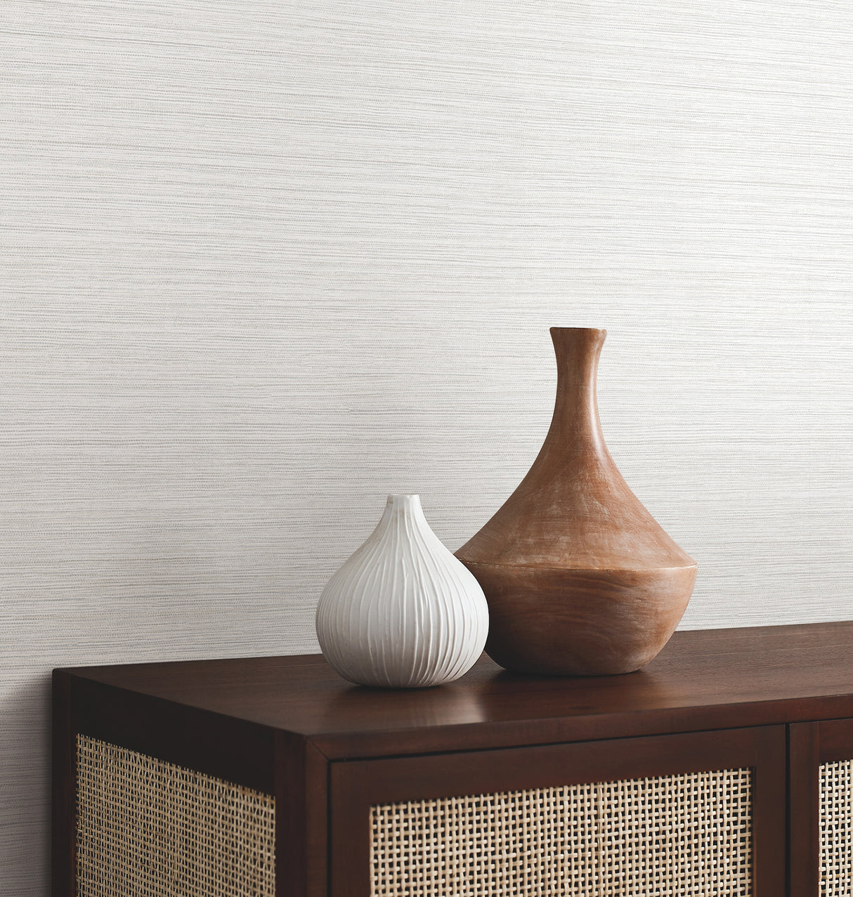 Mystic Off-White Faux Grasscloth High Performance Non Woven Vinyl Scrubbable Strippable Texture Wallpaper by York Wallcoverings - UW1033