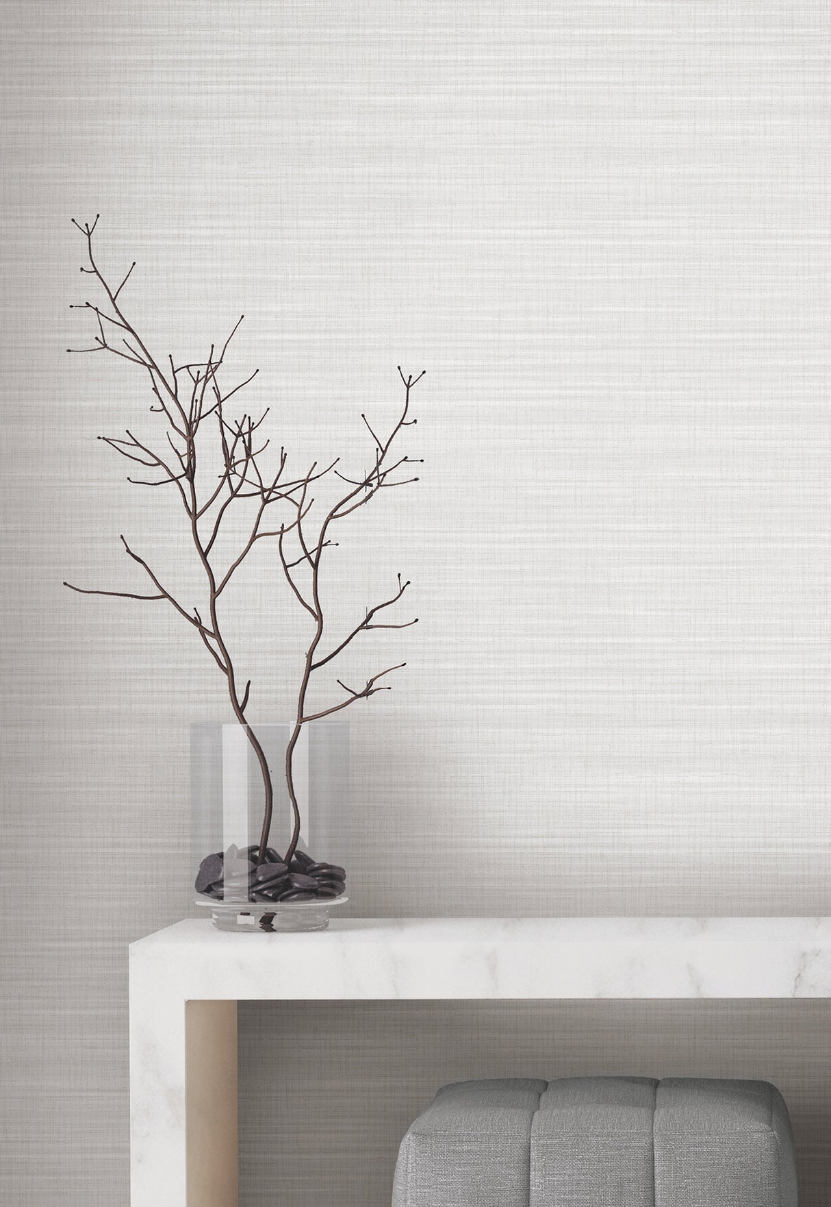 Down To Earth Dove York Wallcoverings Striated Crosshatch Stripe Scrubbable Strippable Non Woven Vinyl Wallpaper 27 in x 27 ft - UW1038N