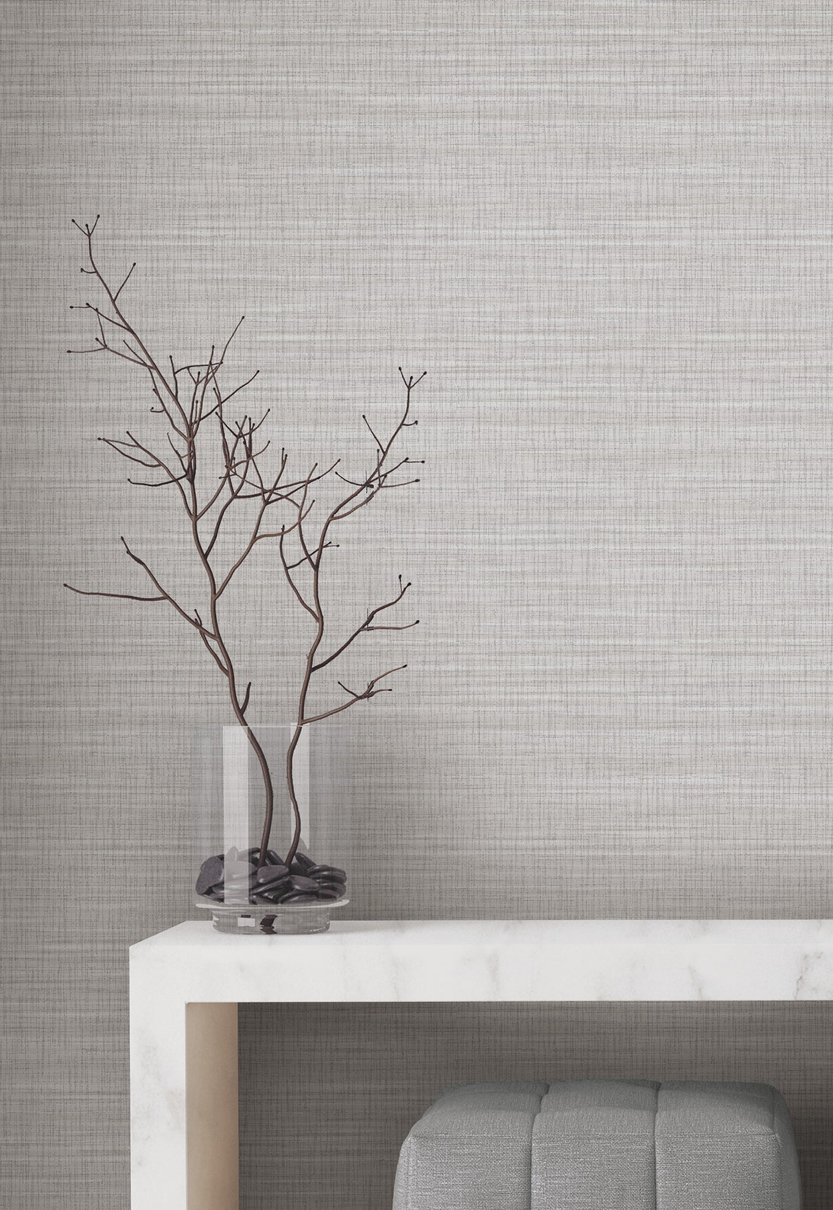 Down To Earth Light Grey by York Wallcoverings Striated Non Woven Vinyl Wallpaper - Atmosphere Digest High Performance UW1039N