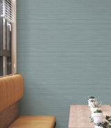 Down To Earth Aquamarine Striated Non Woven Vinyl Wallpaper by York Wallcoverings, Atmosphere Digest High Performance - UW1040