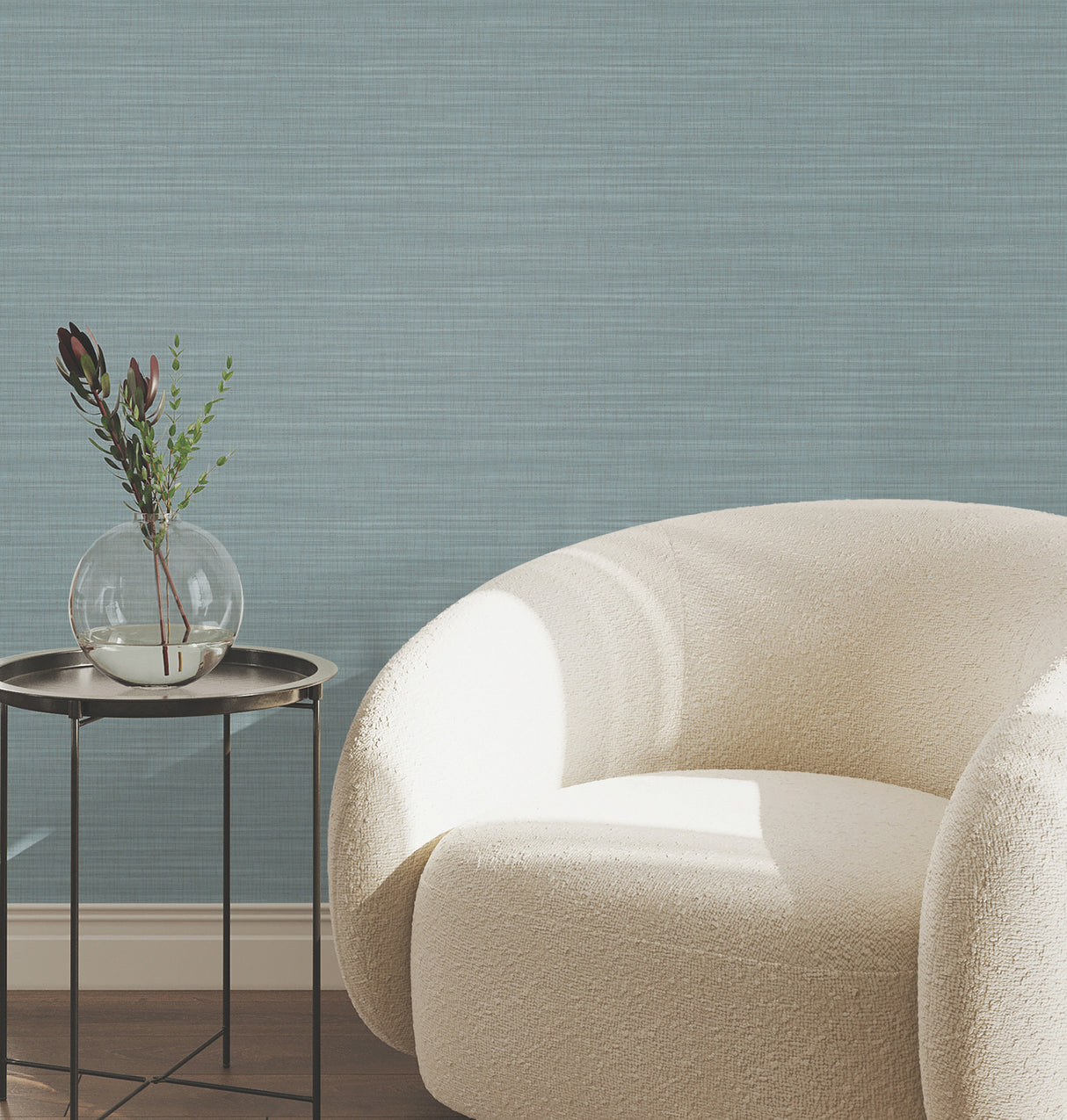 Down To Earth Aquamarine Striated Non Woven Vinyl Wallpaper by York Wallcoverings, Atmosphere Digest High Performance - UW1040