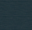 Down To Earth Indigo Striated Wallpaper by York Wallcoverings UW1041N - close-up swatch showing rich indigo striated stripe texture with subtle crosshatching detail