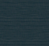 Down To Earth Indigo Striated Wallpaper by York Wallcoverings UW1041N - close-up swatch showing rich indigo striated stripe texture with subtle crosshatching detail