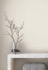 Down To Earth Cream Striated Stripe Non Woven Vinyl Wallpaper by York Wallcoverings Traditional Unpasted Scrubbable 27 in x 27 ft Roll - UW1042N
