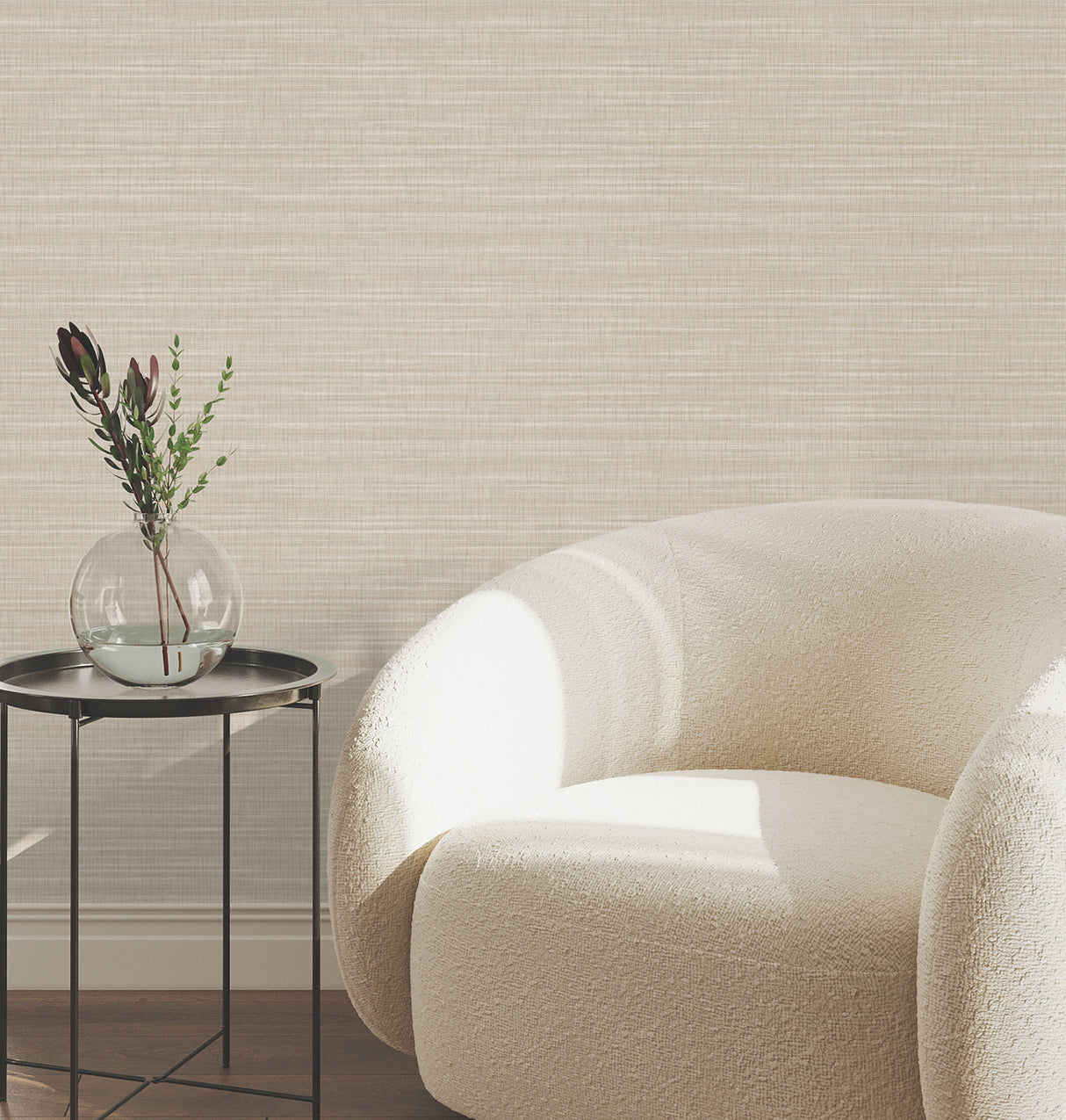 Down To Earth Beige by York Wallcoverings Striated Non Woven Vinyl Wallpaper 54-in Wide x 3-ft Long Scrubbable Strippable Unpasted - UW1043