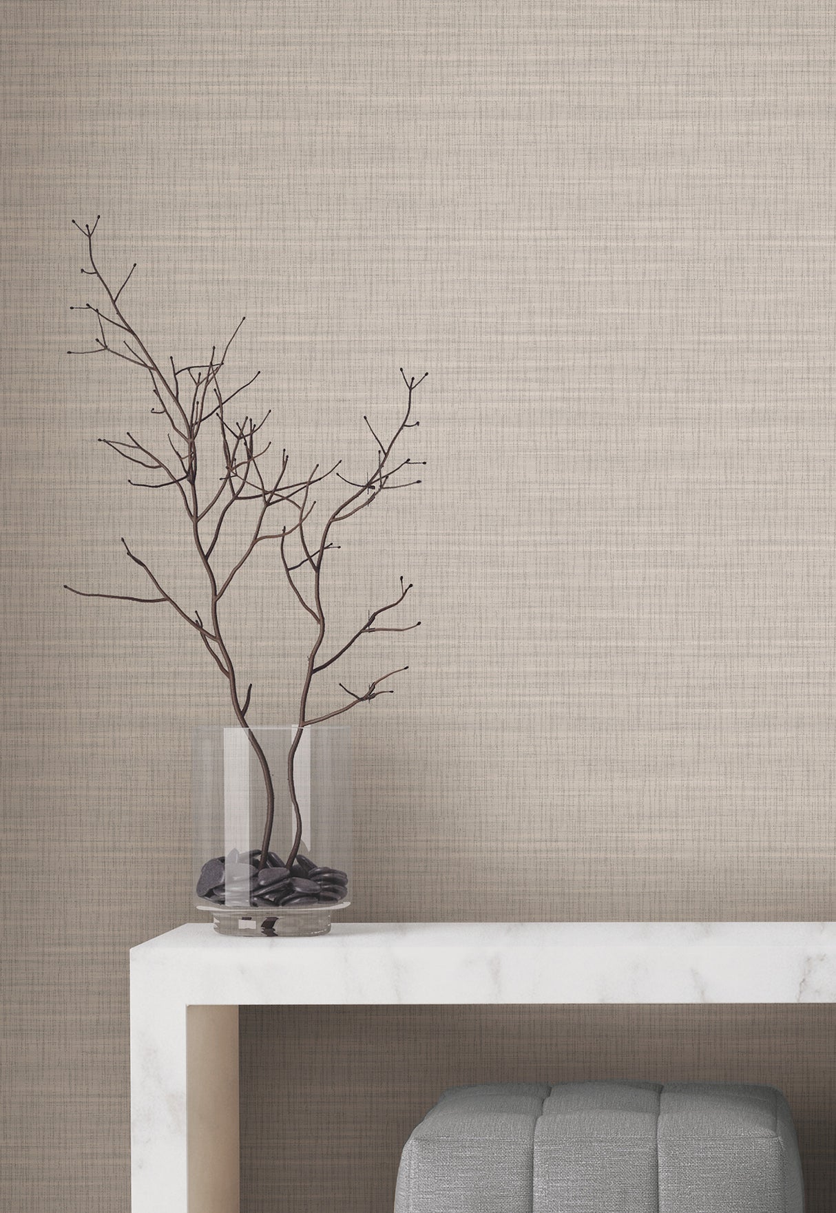 Down To Earth Taupe by York Wallcoverings Scrubbable Strippable Non Woven Vinyl Striated High Performance Wallpaper - UW1044