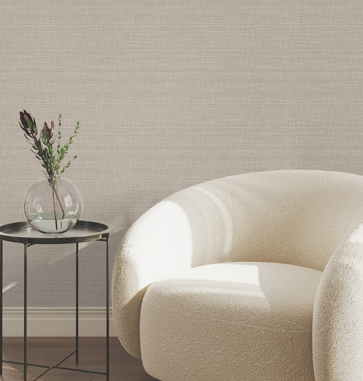 Down To Earth Taupe by York Wallcoverings Scrubbable Strippable Non Woven Vinyl Striated High Performance Wallpaper - UW1044