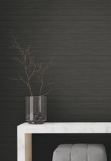 Down To Earth Charcoal Striated Non Woven Vinyl Striped Wallpaper by York Wallcoverings Atmosphere Digest High Performance - UW1046