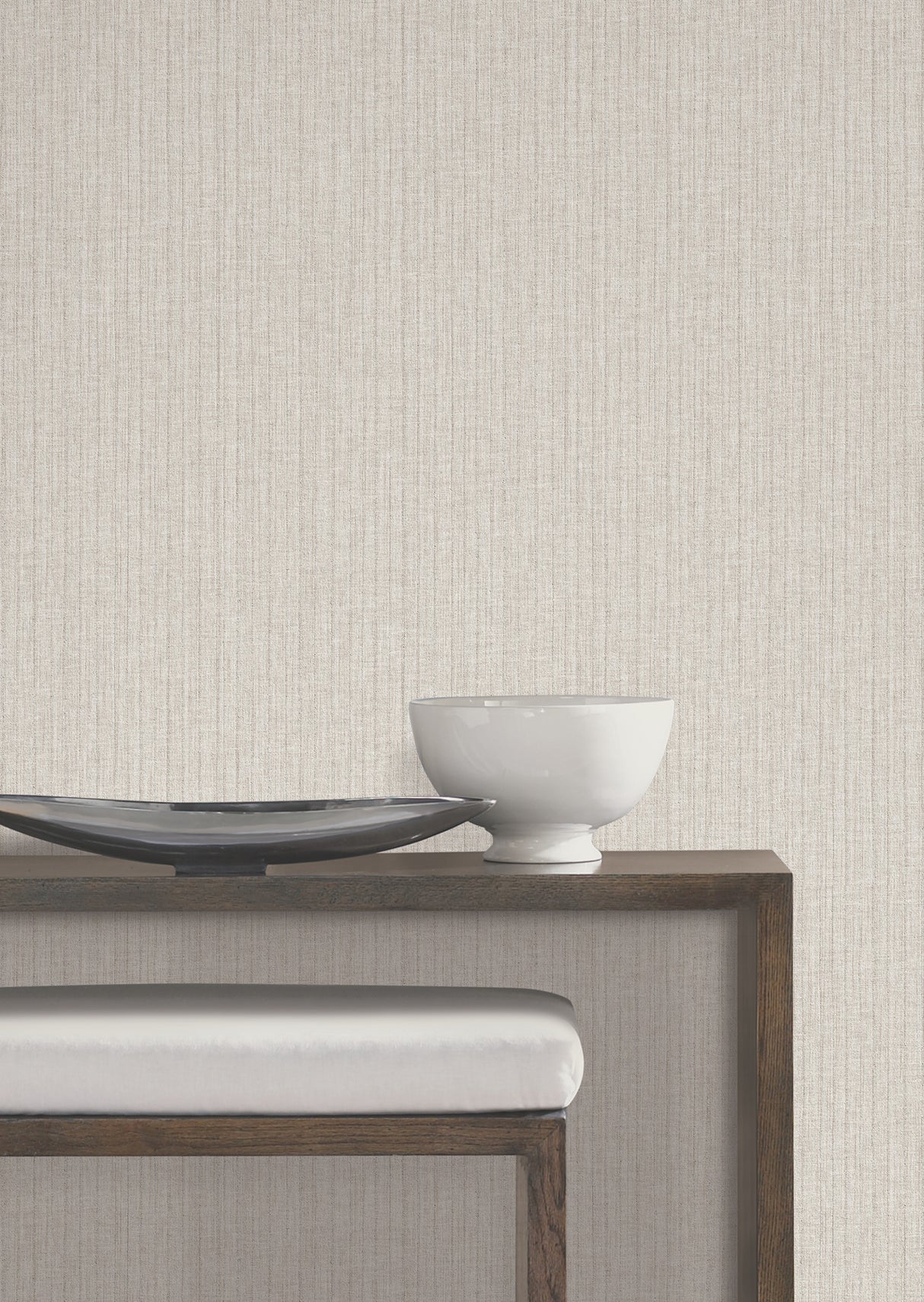 Silk Spun Ivory by York Wallcoverings Unpasted Fabric-Backed Osnaburg Vinyl Traditional Scrubbable Strippable Tactile Stripe Wallpaper UW1050N