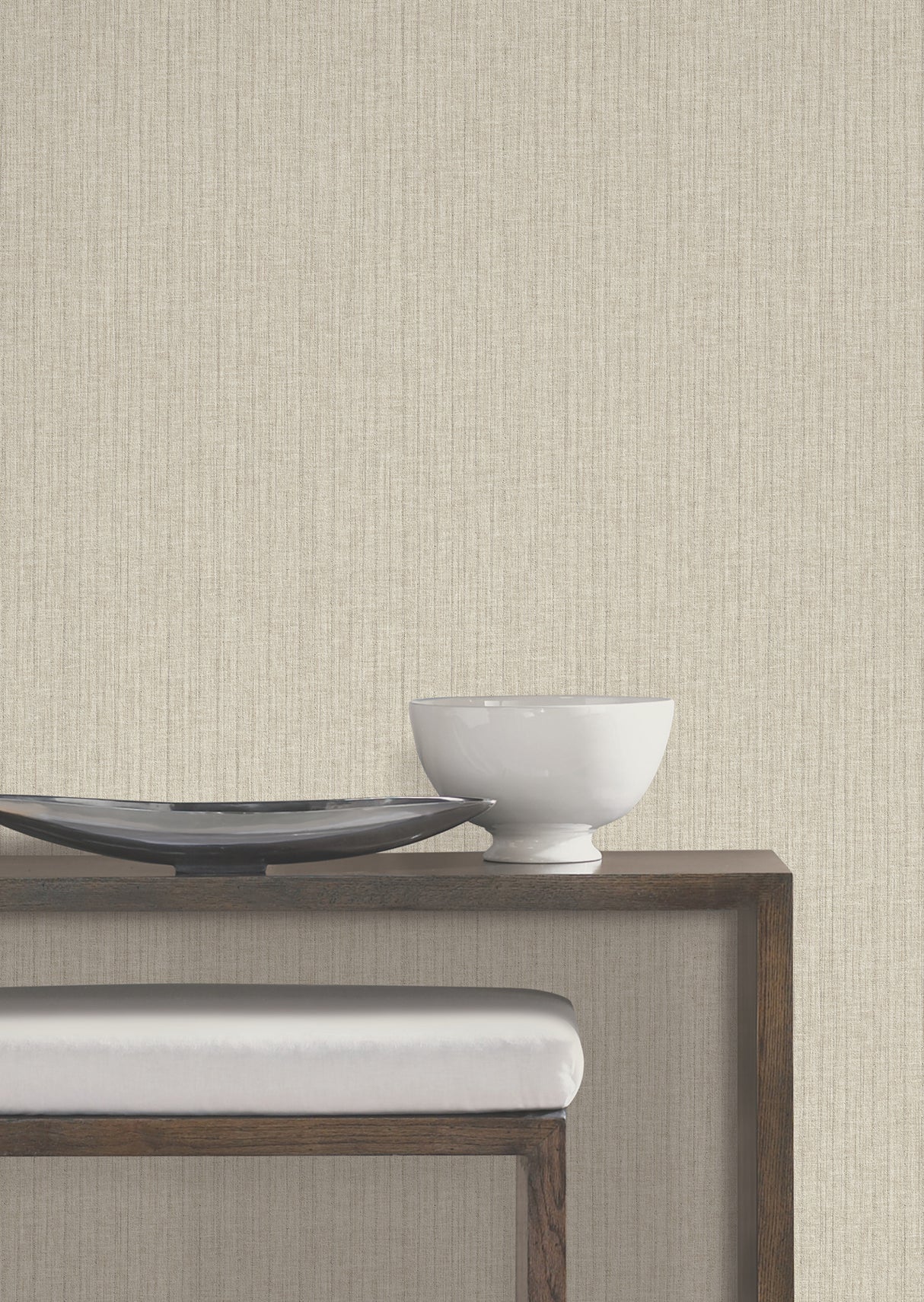 Silk Spun Khaki Tactile Stripe Wallpaper by York Wallcoverings High Performance Scrubbable Strippable Osnaburg Vinyl - UW1051N