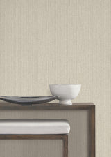 Silk Spun Khaki Tactile Stripe Wallpaper by York Wallcoverings High Performance Scrubbable Strippable Osnaburg Vinyl - UW1051N