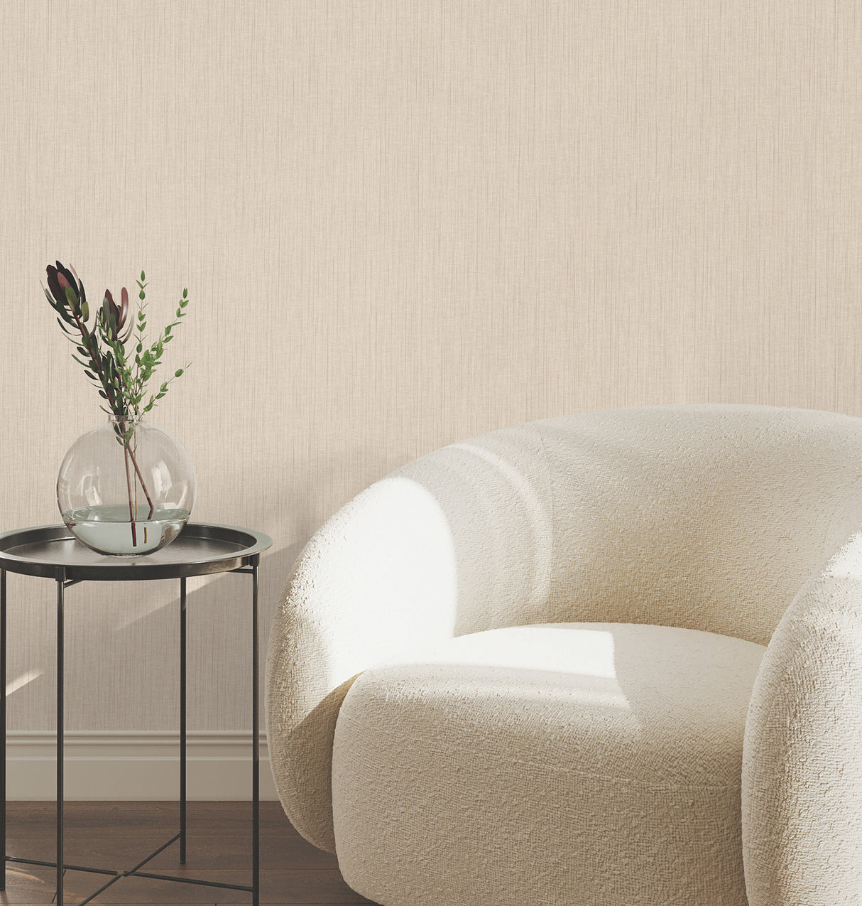 Silk Spun Beige Tactile Stripe Wallpaper by York Wallcoverings - UW1052N